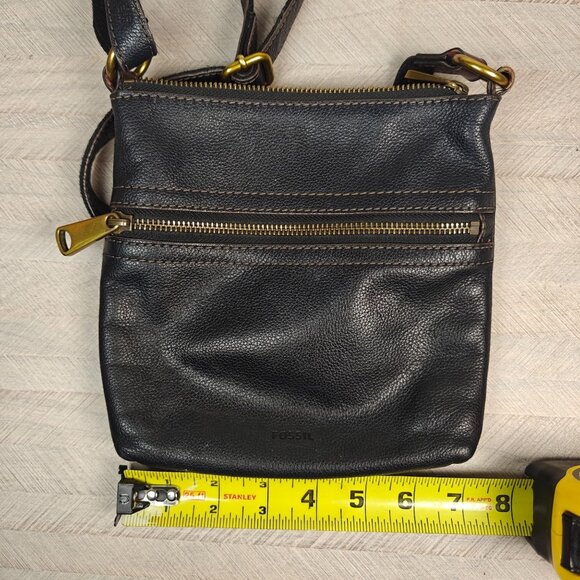 Vintage Fossil Voyager Black Pebbled Leather Crossbody Bag With Adjustable Strap - Picture 9 of 9